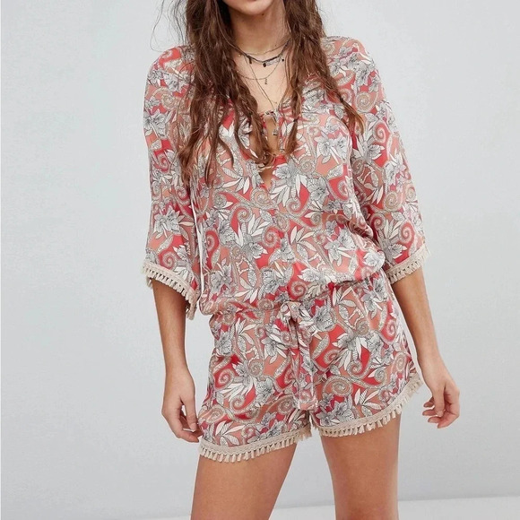Maaji Short Print Romper Swim coverup Viscose size Medium Resortwear Vacation - Picture 1 of 10